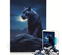 Rompecabezas de 1000 Piezas para Adolescentes: Pantera Negra a la luz de la Luna, Juegos educativos, Entrena tu Cerebro y Tus Manos, colección de Artistas, Bellas Artes 38x26cm