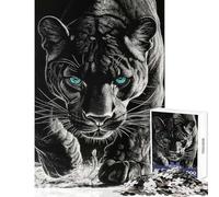 Rompecabezas de 1000 Piezas para Adolescentes Pantera Negra con Ojos Azules Divertido Juego antiestrés Juguete Educativo Que fortalece el Amor Entre Parejas (50x75cm)