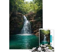 Rompecabezas de 1000 Piezas para Adolescentes Paraíso con Cascada Rompecabezas para Adultos Juego práctico Decoración de Pared cumpleaños y Navidad (tamaño 38x26cm)