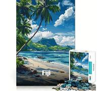 Rompecabezas de 1000 Piezas para Adolescentes Paraíso Playero de Fiji,diseño de Corte Fino,Juego Mental,Regalo,diversión para Relajarse,diversión de cumpleaños (50x75cm)