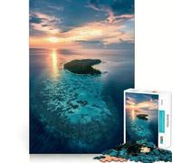 Rompecabezas de 1000 Piezas para Adolescentes Paraíso Tropical al Atardecer, Arte de Corte preciso, Juego cognitivo, Regalo para Momentos de Juego tranquilos, decoración navideña (50x75cm)