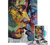Rompecabezas de 1000 Piezas para Adolescentes Pareja besándose Rompecabezas Abstracto para Adolescentes Juego Familiar decoración de Pared difícil y desafiante (tamaño 38x26cm)