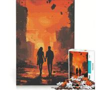 Rompecabezas de 1000 Piezas para Adolescentes: Pareja Caminando en una Ciudad postapocalíptica Juegos educativos con Corte de precisión Un Regalo Ideal para los Amantes de los Videojuegos 38x52cm