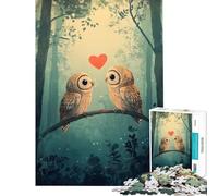 Rompecabezas de 1000 Piezas para Adolescentes Pareja de búhos Enamorados Juego Educativo Juguetes didácticos Regalo Ideal para Aprender a Hacer Arte Corte de precisión (Tamaño 38x52cm)
