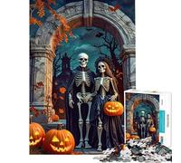 Rompecabezas de 1000 Piezas para Adolescentes Pareja de Esqueletos de Halloween con Calabazas Rompecabezas para Adultos Juguetes de Bricolaje Carrera de Velocidad Manual Oferta