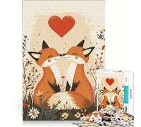 Rompecabezas de 1000 Piezas para Adolescentes Pareja de Zorros Enamorados, Juguetes para armar, Mejora la Memoria, con Piezas de Formas aleatorias Que encajan Perfectamente 50x75cm