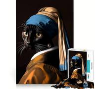 Rompecabezas de 1000 Piezas para Adolescentes Parodia de El Gato con la Perla,Corte Premium,diversión,concentración,Juego fácil,Tiempo de Juego,decoración navideña (38x26cm)