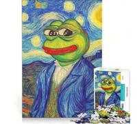 Rompecabezas de 1000 Piezas para Adolescentes Parodia de Pepe la Rana y la Noche Estrellada Juego de ingenio Difícil y desafiante Toda la Familia 50x75cm