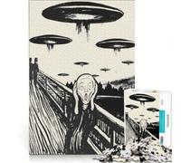 Rompecabezas de 1000 Piezas para Adolescentes Parodia de The Scream UFO Juguetes antiestrés difícil y desafiante cumpleaños 38x52cm