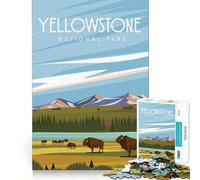Rompecabezas de 1000 Piezas para Adolescentes Parque Nacional de Yellowstone Juego de Bordes limpios Juguete de Desarrollo cognitivo Juego de Entretenimiento Regalo de decoración navideña (38x52cm)