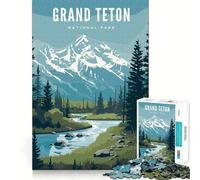 Rompecabezas de 1000 Piezas para Adolescentes,Parque Nacional Grand Teton,Arte de Bordes precisos,Actividad para desarrollar la Mente,Juego para Pasar un rato Agradable,Regalo de cumpleaños (38x26cm)