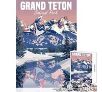 Rompecabezas de 1000 Piezas para Adolescentes Parque Nacional Grand Teton en Invierno decoración del hogar Juguetes Regalos de cumpleaños Juego de ingenio Lista de Deseos con Papá Noel (50x75cm)