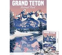 Rompecabezas de 1000 Piezas para Adolescentes Parque Nacional Grand Teton en Invierno Juegos Juegos imposibles difíciles y desafiantes (tamaño 38x26cm)