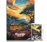 Rompecabezas de 1000 Piezas para Adolescentes, Parque Nacional Hwange, Zimbabue, ilustración, Juego Educativo, Regalo de cumpleaños para Mujeres, tamaño 38x52cm