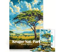 Rompecabezas de 1000 Piezas para Adolescentes,Parque Nacional Kruger,Sudáfrica Arte de Corte Fino Juguete Divertido y lógico Tiempo de Juego Acogedor Decoración navideña para la Pared (50x75cm)
