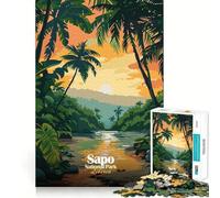 Rompecabezas de 1000 Piezas para Adolescentes Parque Nacional Sapo, Liberia Ilustración Juego de Ajuste preciso Concentración Diversión Juego Ocio Diversión Arte de Pared navideño (50x75cm)