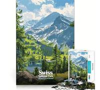 Rompecabezas de 1000 Piezas para Adolescentes Parque Nacional Suizo, Paisaje de Suiza Juego de Ajuste preciso, concentración, diversión, Ocio, Tiempo Libre, decoración navideña para Pared (38x52cm)