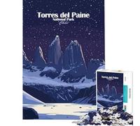 Rompecabezas de 1000 Piezas para Adolescentes Parque Nacional Torres del Paine Juego Educativo desafío Juguete Juego Familiar Divertido y con Humor Regalo de cumpleaños (tamaño 38x52cm)