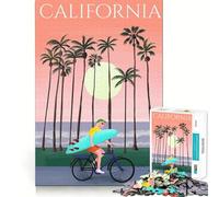 Rompecabezas de 1000 Piezas para Adolescentes Paseo al Atardecer en California,Juego de Ajuste, desafío Mental,Juguete,Momento de diversión Tranquila,Escena navideña,Arte (50x75cm)