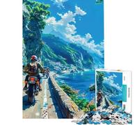 Rompecabezas de 1000 Piezas para Adolescentes Paseo en Motocicleta Junto al mar Juego Educativo y desafiante Juguete práctico Reto difícil Regalo Divertido (Tamaño 50x75cm)