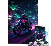 Rompecabezas de 1000 Piezas para Adolescentes Paseo en Motocicleta Paisaje Urbano neón Juguetes educativos para Aprender Juego Educativo Mejora de la Memoria Regalo de cumpleaños (tamaño 50x75cm)