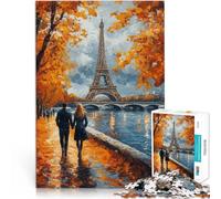 Rompecabezas de 1000 Piezas para Adolescentes Paseo otoñal por la Torre Eiffel Análisis y lógica Decoración 75x50cm