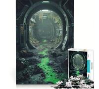 Rompecabezas de 1000 Piezas para Adolescentes: Pasillo de estación Espacial abandonada, Juego práctico, Montaje de Patrones, cumpleaños y Navidad 38x26cm