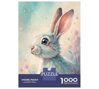 Rompecabezas De 1000 Piezas para Adolescentes Pastel Watercolor Bunny with Flowers Rompecabezas para Adultos Juegos De Relajación Desafío Difícil Desafío Educativo 38x26cm/1000pcs