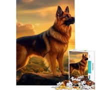 Rompecabezas de 1000 Piezas para Adolescentes Pastor Alemán al Atardecer Juguetes educativos para Aprender Juegos relajantes Actividades Familiares Regalos para Mujeres y Hombres (tamaño 38x26cm)