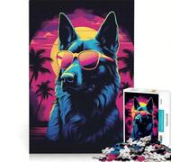 Rompecabezas de 1000 Piezas para Adolescentes Pastor Alemán Estilo Retro, decoración de Pared, Ideal para la diversión Familiar y para Fortalecer el Amor en Pareja 38x26cm