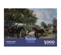 Rompecabezas De 1000 Piezas Para Adolescentes Pastoral Scene with Horses And Farm Animals Rompecabezas Para Adultos Juegos Relajantes Montaje De Patrones Regalos Para Amigos Y Familiares 70x50cm/1000p