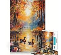 Rompecabezas de 1000 Piezas para Adolescentes Patos de río otoñales,decoración de Corte preciso,Juego cognitivo,Juguete para el Tiempo Libre,Regalo Tranquilo de Navidad (38x26cm)