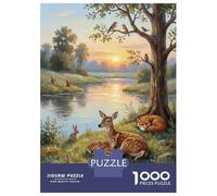 Rompecabezas De 1000 Piezas para Adolescentes Peaceful Wildlife Scene at Sunset Rompecabezas para Adultos Juegos Relajantes Decoración del Hogar Actividades Divertidas En Casa 38x26cm/1000pcs
