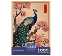 Rompecabezas De 1000 Piezas para Adolescentes Peacock Bird Cherry Blossom Rompecabezas para Adultos Juego Práctico Decoración del Hogar Cumpleaños Y Navidad 52x38cm/1000pcs