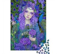 Rompecabezas De 1000 Piezas para Adolescentes Peacock Fantasy Purple Floral Artwork Rompecabezas para Adultos Juego Familiar Desafío Difícil Interacción Entre Padres E Hijos 52x38cm/1000pcs