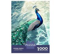 Rompecabezas De 1000 Piezas para Adolescentes Peacock in Water Digital Art Rompecabezas para Adultos Juego Familiar Decoración del Hogar Regalos para Reducir El Estrés 52x38cm/1000pcs
