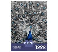 Rompecabezas De 1000 Piezas para Adolescentes Peacock Painting with Blue Accents Rompecabezas para Adultos Juego Práctico Decoración del Hogar Cumpleaños Y Navidad 52x38cm/1000pcs
