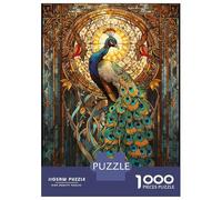 Rompecabezas De 1000 Piezas para Adolescentes Peacock Stained Glass Art Nouveau Rompecabezas para Adultos Juegos Relajantes Que Mejoran La Memoria Regalos para Reducir El Estrés 70x50cm/1000pcs