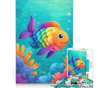 Rompecabezas de 1000 Piezas para Adolescentes: Peces Coloridos en el océano Dibujo Animado, Juguete Educativo, Actividades Divertidas para Hacer en casa, Regalo de Juego desafiante 38x26cm