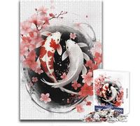 Rompecabezas de 1000 Piezas para Adolescentes, Peces koi, Yin Yang, RubyArt, Tranquilo, Divertido, para el Tiempo Libre, Ajustado, sin Costuras, Juguete de precisión, tamaño 50x75cm