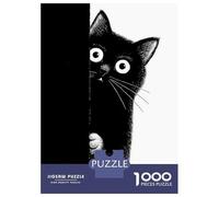 Rompecabezas De 1000 Piezas para Adolescentes Peeking Black Cat Illustration Rompecabezas para Adultos Juego Práctico Regalo De Cumpleaños Regalos De Cumpleaños Únicos 38x26cm/1000pcs