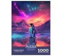 Rompecabezas De 1000 Piezas para Adolescentes Penguin in Cosmic Glow Rompecabezas para Adultos Juegos Relajantes Decoración De Pared para Cumpleaños, Navidad 70x50cm/1000pcs