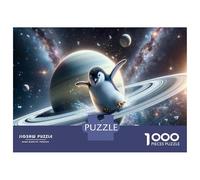 Rompecabezas De 1000 Piezas para Adolescentes Penguin in Space Rompecabezas para Adultos Juegos Relajantes Mejora La Memoria Ayuda A Ejercitar El Cerebro 38x26cm/1000pcs