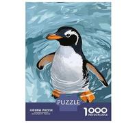 Rompecabezas De 1000 Piezas para Adolescentes Penguin Swimming in Blue Water Illustration Rompecabezas para Adultos Juguetes DIY Desafío Difícil Regalos para Amigos Y Familiares 52x38cm/1000pcs