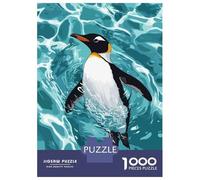 Rompecabezas De 1000 Piezas para Adolescentes Penguin Swimming in Blue Water Rompecabezas para Adultos Juego Familiar Decoración del Hogar Regalos para Reducir El Estrés 38x26cm/1000pcs