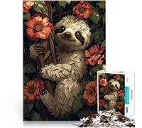 Rompecabezas de 1000 Piezas para Adolescentes Perezoso Sonriente Entre Flores Difícil y desafío Colección de Artistas, Bellas Artes 38x26cm