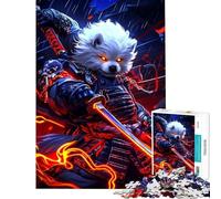 Rompecabezas de 1000 Piezas para Adolescentes Perro Bichón Frisé Samurai con Katana Rompecabezas para Adultos Juegos Familiares Una Obra de Arte Que supone un Reto completarla (tamaño 50x75cm)