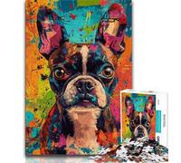 Rompecabezas de 1000 Piezas para Adolescentes, Perro Boston Terrier, Juegos Familiares Divertidos, Actividades en casa, Regalo de cumpleaños, Regalos de Viaje, 38x26cm