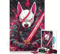 Rompecabezas de 1000 Piezas para Adolescentes Perro Bull Terrier,Guerrero Samurai,Arte de Corte preciso,Juego cognitivo,Regalo para Momentos de Juego Tranquilo,Decoración navideña (50x75cm)