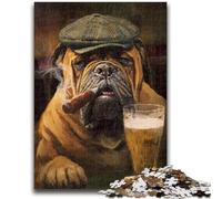 Rompecabezas de 1000 Piezas para Adolescentes, Perro Bullmastiff fumando, Juego Educativo, Regalo para Toda la Familia, 38x26cm